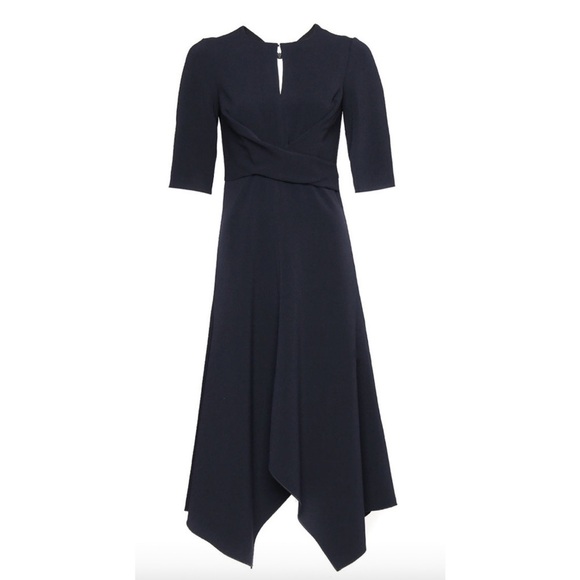 Dorothee SchumacherSophisticated Perfection Draped Midi Dress in Navy 1 US 2